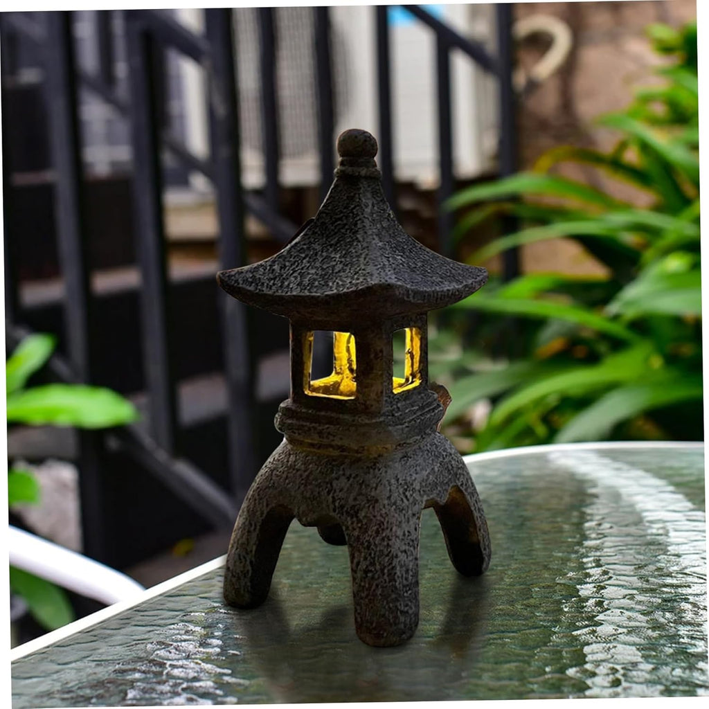 Solar Pagoda Lantern Garden Statue Resin Waterproof A99080