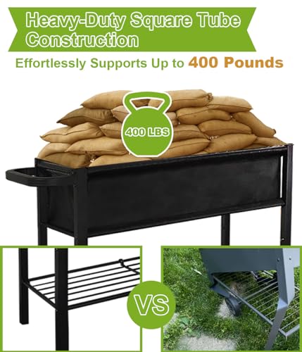 Raised Garden Bed with Legs on Wheels for Outdoor Plants J926