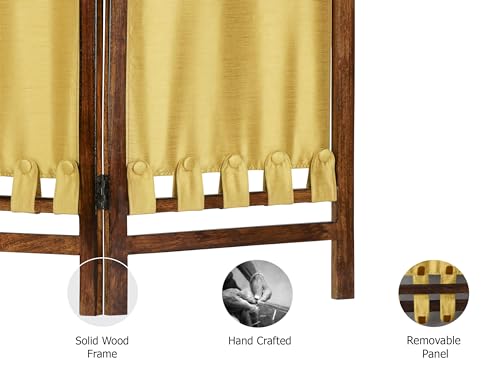 4 Panel Folding Wood Room Divider, Antique Brown, 72 x 80 P209