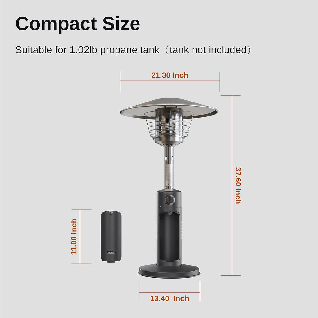 Patio Heater, 11000 BTU Tabletop Outdoor Propane Heater with Stainless Steel Burner K297