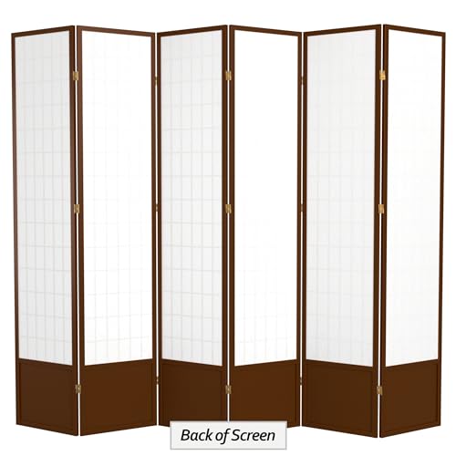7 ft. Tall Window Pane Shoji Screen Room Divider, 3 Panels, White S15216