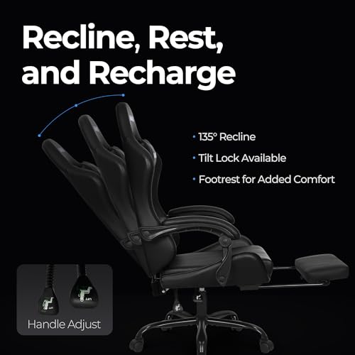 Ergonomic High Back Gaming Chair with Footrest PU Leather M911186