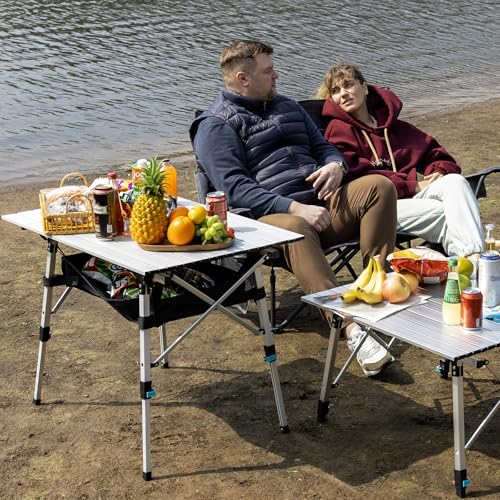 Portable Camping Table with Adjustable Legs, Lightweight Aluminum Folding Table K4689