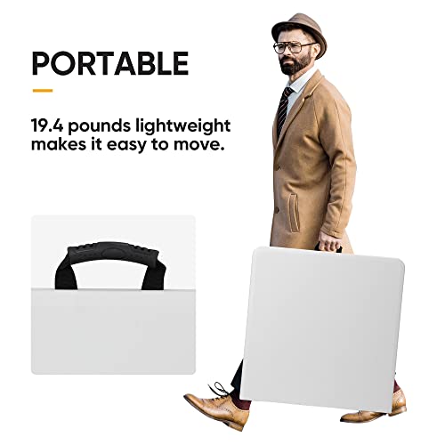 Portable 4 Foot Plastic Folding Table, Indoor Outdoor Heavy Duty, White Y15191