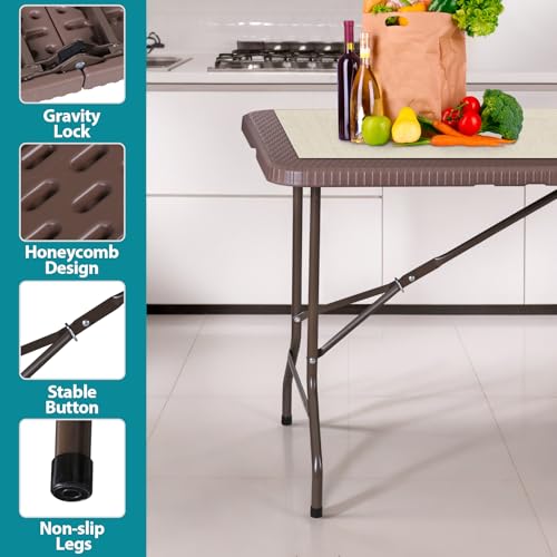 Portable 4 Foot Plastic Folding Table, Indoor Outdoor Heavy Duty, White Y15191
