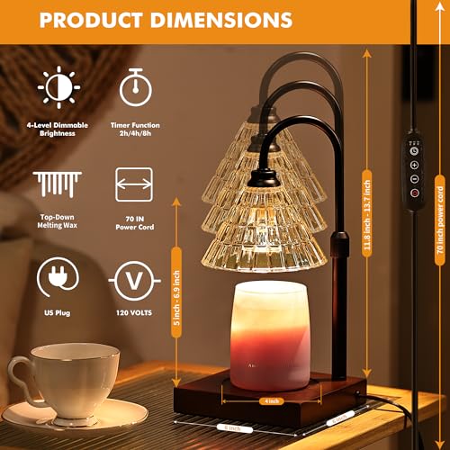 Candle Warmer Lamp with Timer, Dimmable, Height Adjustable for Jar Candles U2742