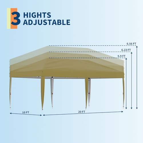 Pop Up Canopy Tent with Roller Bag, Adjustable Height U660