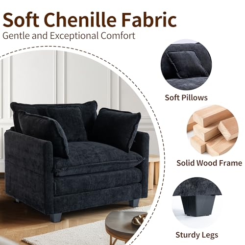 Chenille Lounge Chair with Ottoman, Beige, 1-Seat R52165