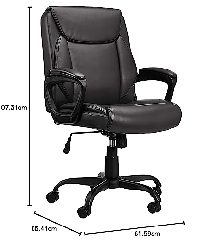 Mid-Back Height Adjustable Office Desk Chair with Armrest, Black R860779