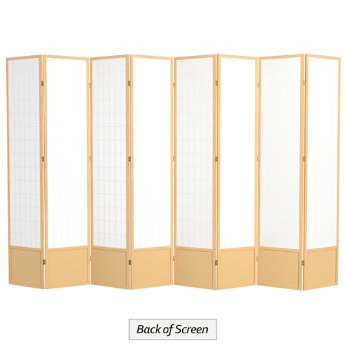 7 ft. Tall Window Pane Shoji Screen Room Divider, 3 Panels, White S15216