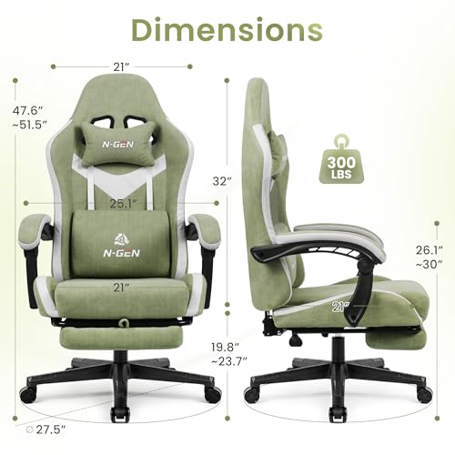 Gaming Chair with Footrest Lumbar Support High Back Recliner Ergonomic Leather L124