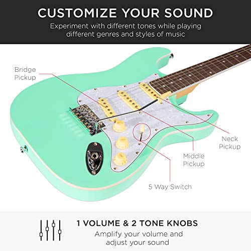 39in Full Size Beginner Electric Guitar Starter Kit with Case and Amp E13920