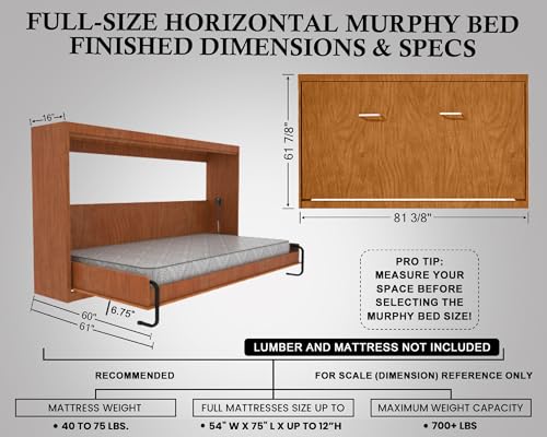 Queen Size DIY Murphy Bed Hardware Kit - Vertical Wall Bed with Pull Down Mechanism C9139