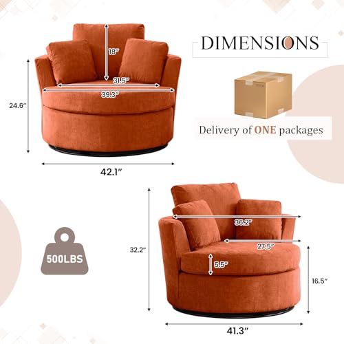 Round Swivel Barrel Chair with Ottoman for Living Room Bedroom G375183
