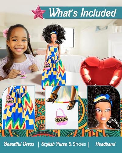 Black Doll Set with Movable Joints for Girls V695