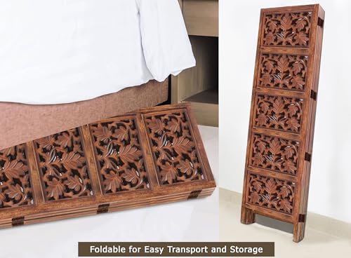 4 Panel Folding Wood Room Divider, Antique Brown, 72 x 80 P209