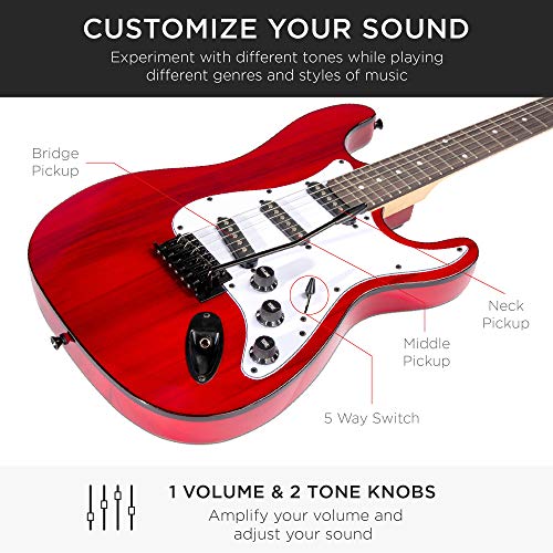 39in Full Size Beginner Electric Guitar Starter Kit with Case and Amp E13920