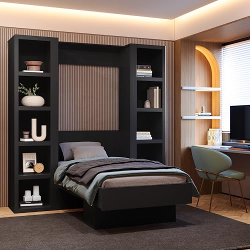 Queen Murphy Wall Bed with Two Bookshelves Z468