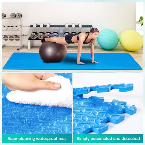 Puzzle Exercise Mat for Home Gym, EVA Interlocking Foam Floor Tiles with Border O344855