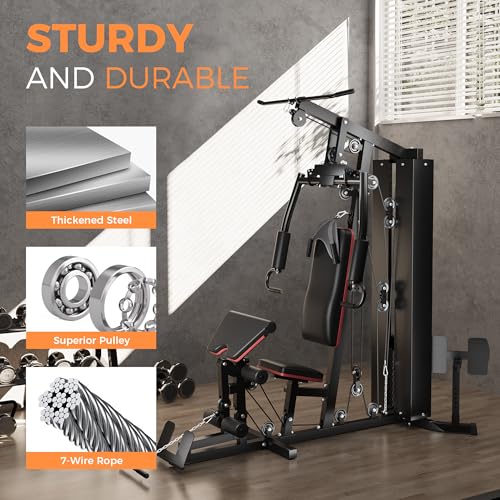 Home Gym Equipment with 150LBS Weight Stack and Pulley System Q481893