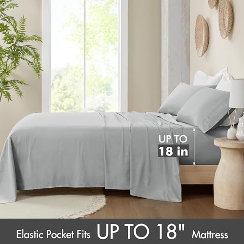 Organic Cotton Sheet Set Queen Grey 4 Piece W285