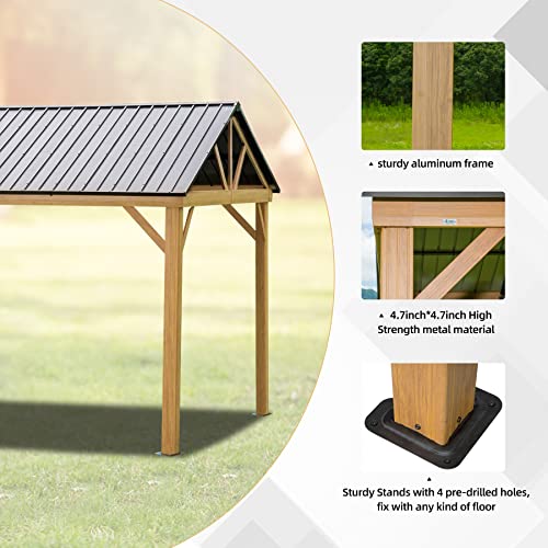 10 x 10 ft Hardtop Gazebo with Netting and Curtains, Galvanized Steel Roof for Patio K80436