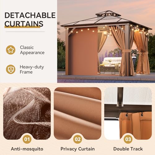 12x16 Hardtop Gazebo with Netting and Curtains for Patio K27275