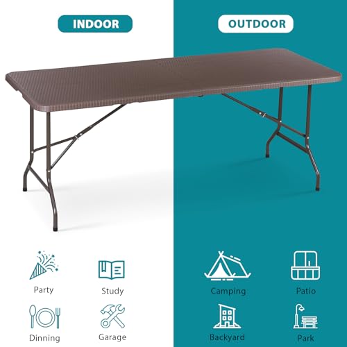 Portable 4 Foot Plastic Folding Table, Indoor Outdoor Heavy Duty, White Y15191