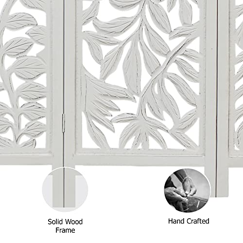 4 Panel Folding Wood Room Divider, Antique Brown, 72 x 80 P209