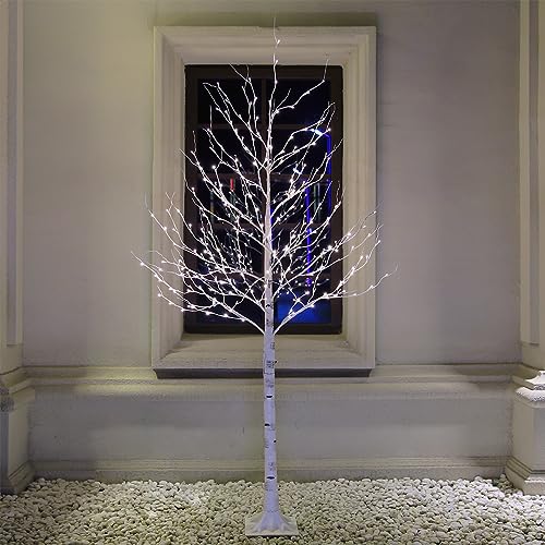 Lighted Birch Tree Set 4ft, 6ft and 8ft with Warm White LED Lights for Holiday Decor Y74695