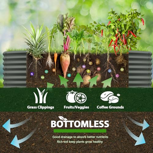 Galvanized Raised Garden Bed Oval Metal Planter Box for Vegetables Flowers U63502