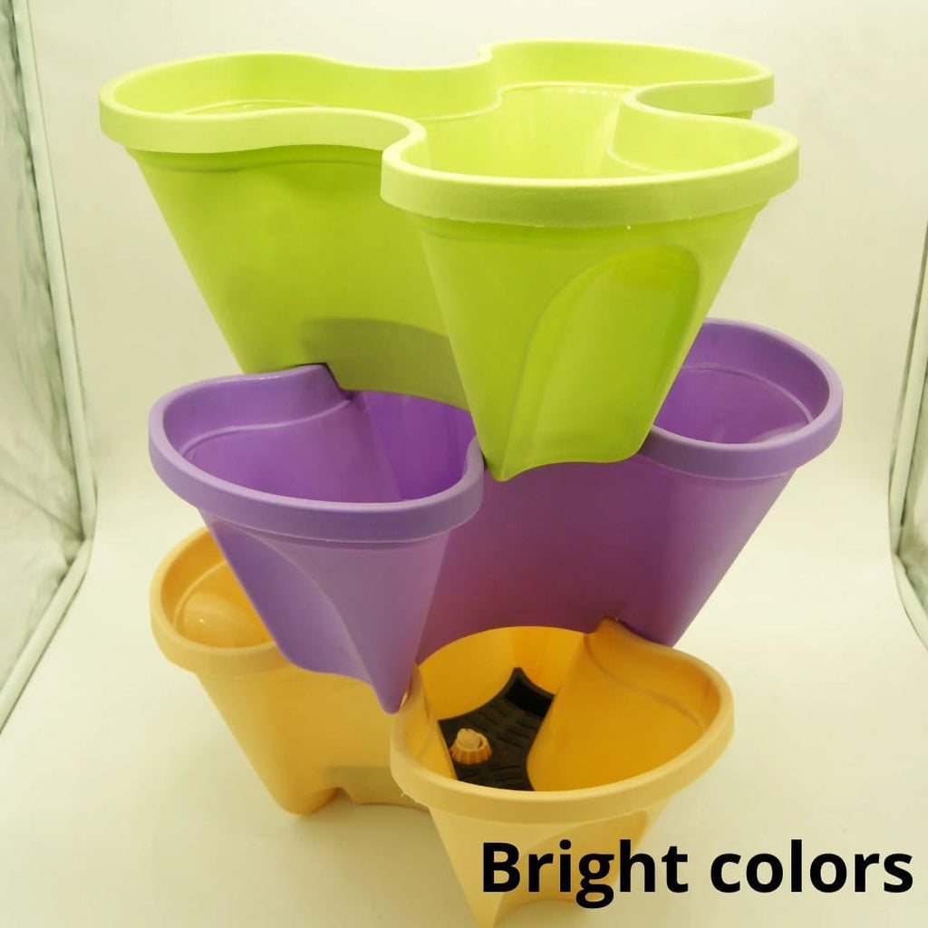 Vertical Garden with Wheels and Plant Labels - Stackable Planter 3 Pots M125
