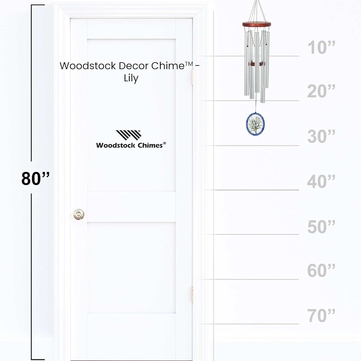 Silver Wind Chimes for Outdoor Garden Patio Decor (26'') U49127