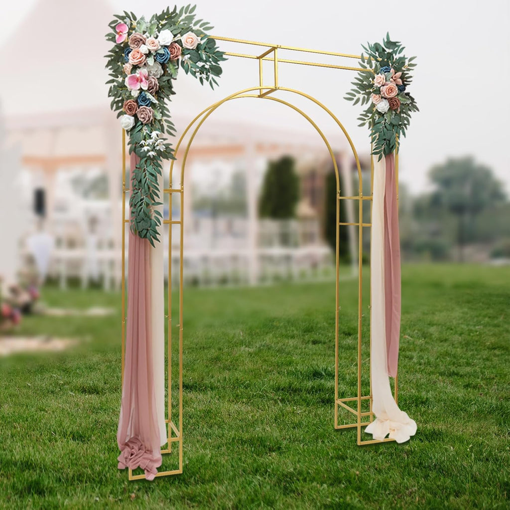 Gold Metal Double Arch Wedding Backdrop Stand F225009