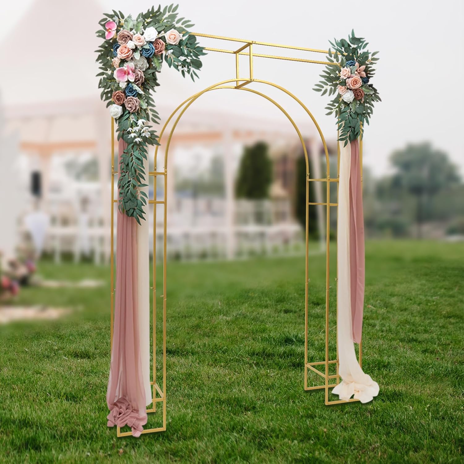 Gold Metal Arch Backdrop Stand for Wedding Ceremony I195