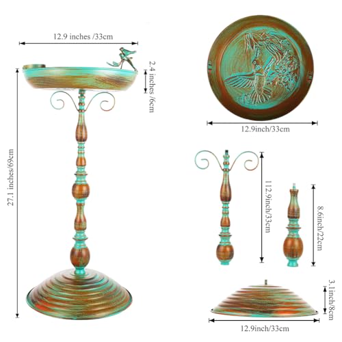 Vintage Metal Bird Bath Bowl with Butterfly Pattern for Garden B871