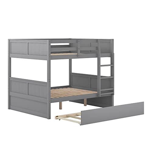 Twin Over Full Bunk Bed with Slide and Stairs for Kids I642
