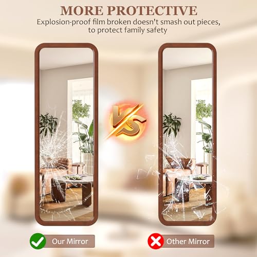 63"x18" Wooden Full Length Mirror, Standing Floor Mirror for Bedroom F624