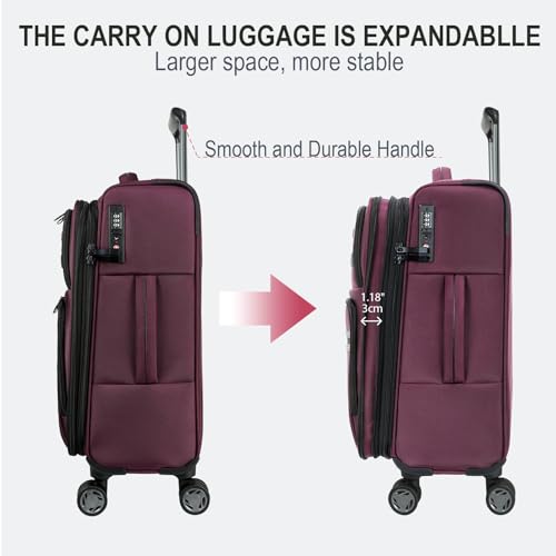 Softside Expandable Carry On Luggage with Spinner Wheels and TSA Lock B846
