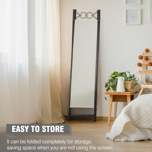 4 Panel Room Divider 6FT Steel Frame Folding Privacy Screen G872592
