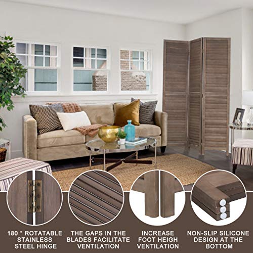 6 Panel Wood Room Divider Privacy Screen Freestanding White U13428