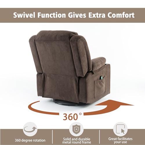 Swivel Recliner Chair with Massage and Heat, Fabric Upholstery, Lime Gray Y550941