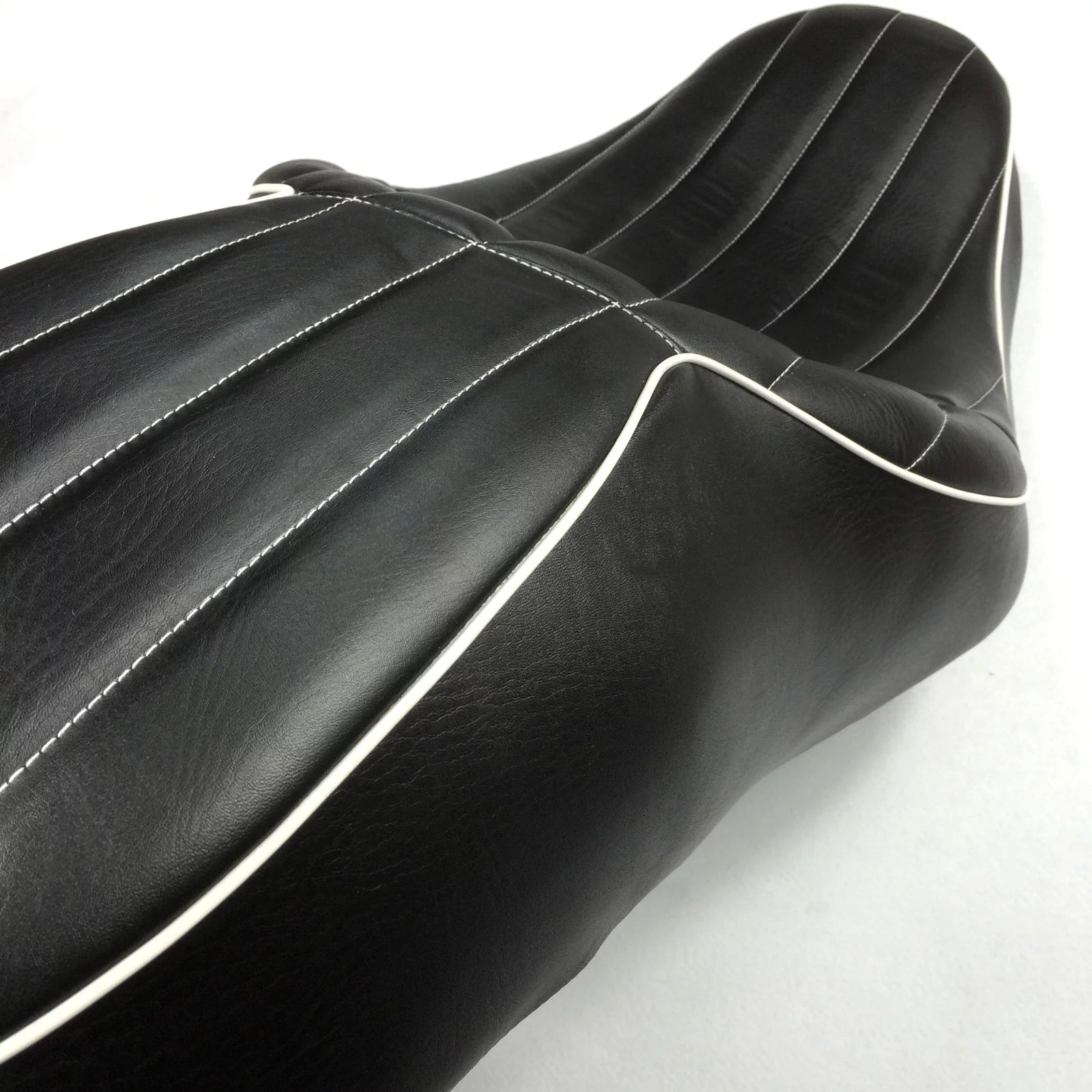 Motorcycle 2-up Leather Seat with Vertical Stripes Z3586