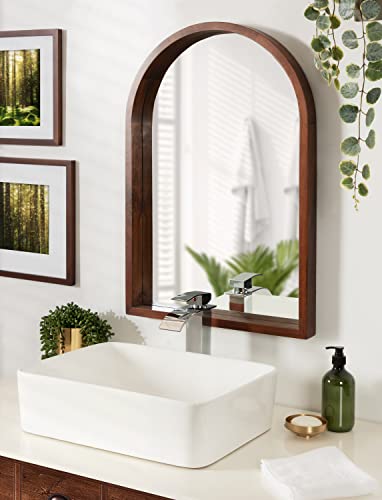 Rustic Modern Farmhouse Arch Mirror, 24 x 36, Natural Wood Finish I462066