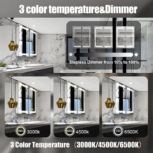 Illuminated LED Bathroom Medicine Cabinet with Touch Switches N240143
