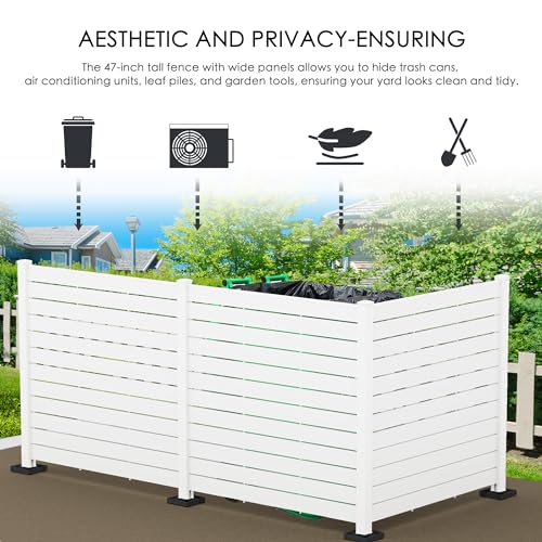 Outdoor Privacy Screens 50"W x 47"H for Patio Backyard (2 White Panels) T315
