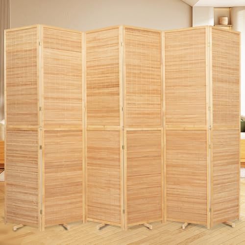 Bamboo Room Divider Folding Privacy Screen, 4 Panel, Beige N84000