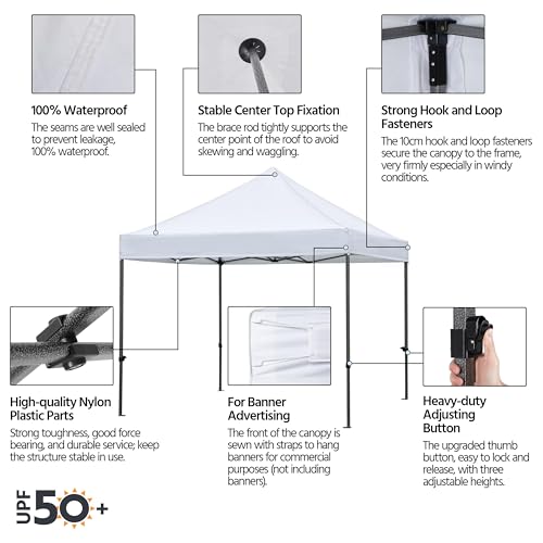 Heavy Duty Pop Up Canopy Tent 10x20 with Wheeled Carry Bag, White Q36763