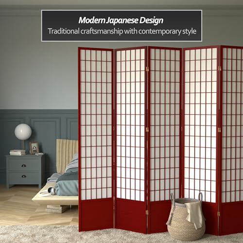 7 ft. Tall Window Pane Shoji Screen Room Divider, 3 Panels, White S15216