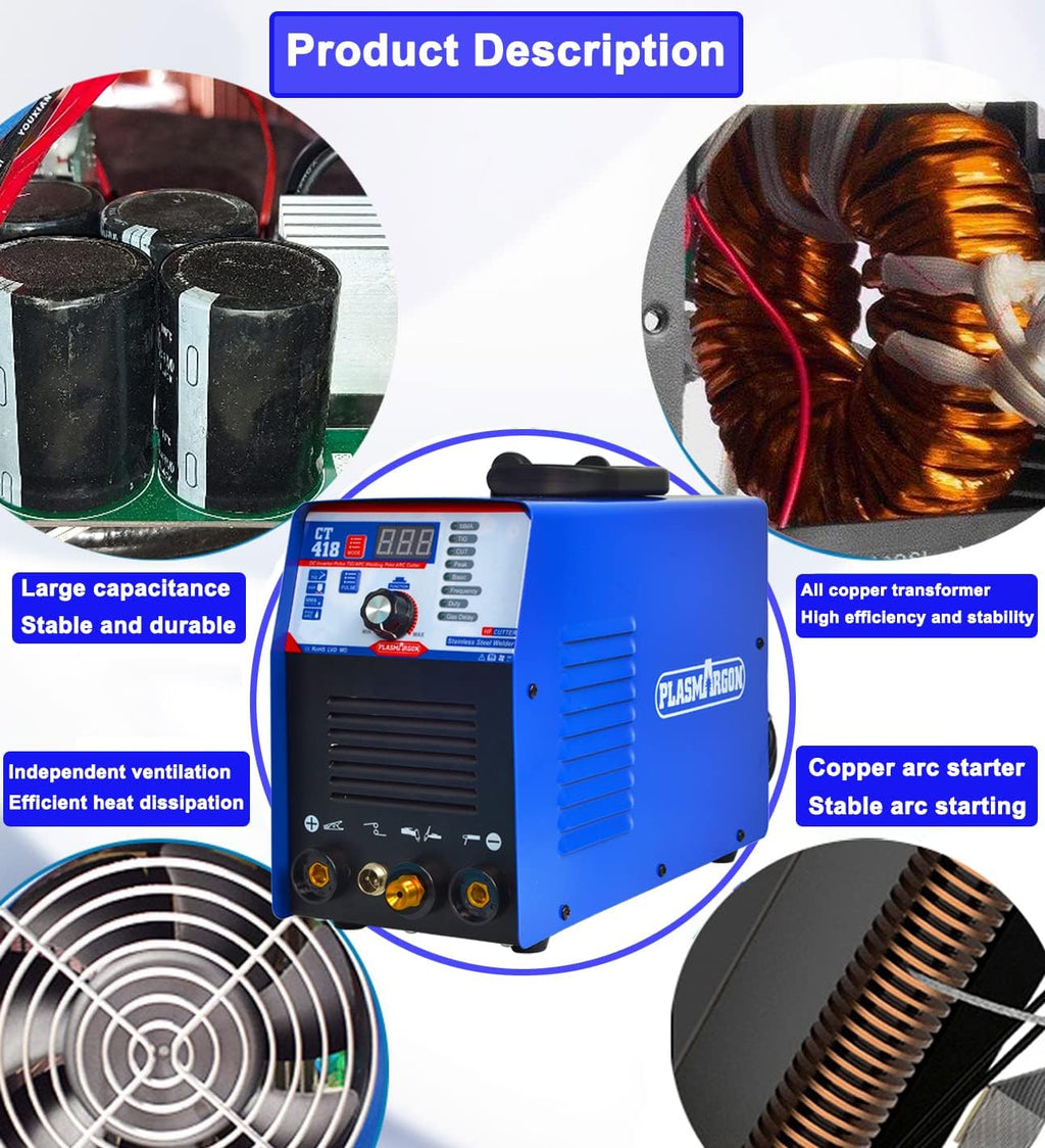 Plasma Cutter TIG Stick Welder 3 in 1 Combo, 180A Pulse, 110/220V Dual Voltage G6176